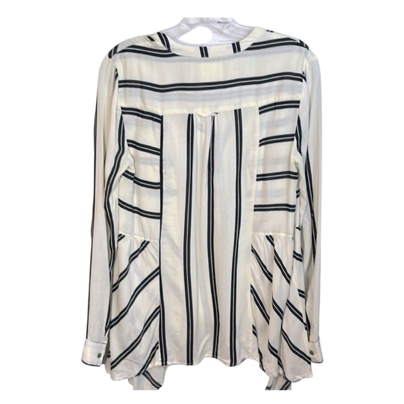 🦃ANTHROPOLOGIE MAEVE Striped Rayon Tunic in Cream & Black Sz Small boho GUC - Picture 2 of 5